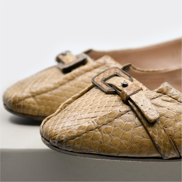 GIORGIO ARMANI Vintage Genuine Python Ballet Flats Size 37.5 Made in Italy - Picture 11 of 16
